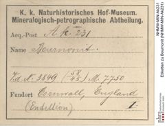 Etiketten zu Bournonit (NHMW-MIN-Ak231)